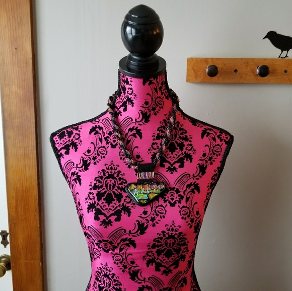 Relisted... Big Handmade Dichroic Glass necklace peyote colorf - Picture 4 of 8